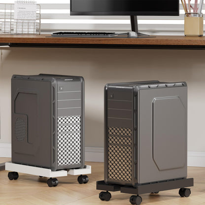 Adjustable Mobile CPU Stand, Ventilated Computer Tower Stand with 4 Caster Wheels Fits Most PC Tower, Under Desk CPU Holder PC Floor Cart Computer Riser for Gamers and Students (Black)