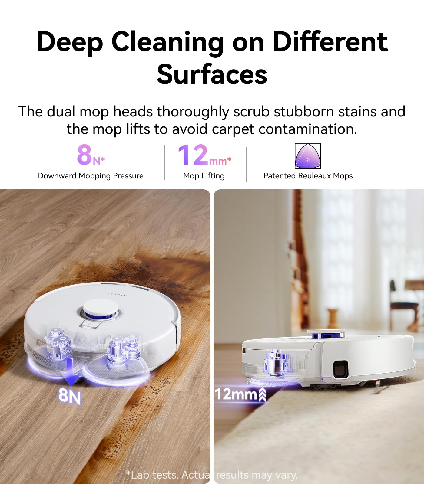 NARWAL Freo Z10 Robot Vacuum and Mop Combo, Tangle Free Robot Mop, 15,000Pa Suction, Adapts to Hard-to-Reach Areas, Self-Emptying, Mop Washing & Drying, Obstacle Avoidance, for Pet Hair & Hard Floor