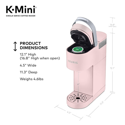Keurig K-Mini Single Serve K-Cup Pod Coffee Maker, 6 to 12oz Brew size, with Cord Storage, Perfect for Small Spaces, Dusty Rose