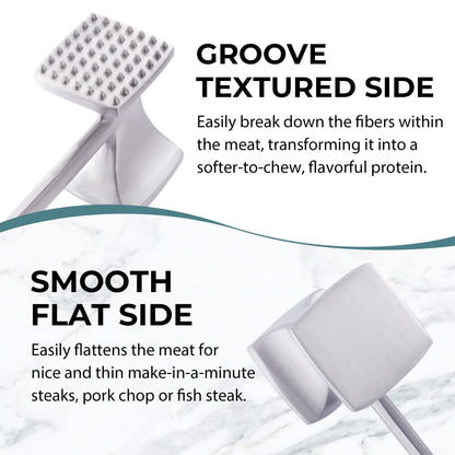 KITEXPERT Meat Tenderizer Hammer with Comfortable-Grip Handle, Dual-side Mallet for Kitchen, Heavy Duty Pounder For Tenderizing Steak, Beef and Fish