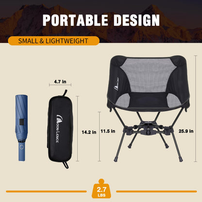 MOON LENCE Portable Camping Chair Backpacking Chair - The 4th Generation Ultralight Folding Chair - Compact, Lightweight Foldable Chairs for Hiking Mountaineering Beach