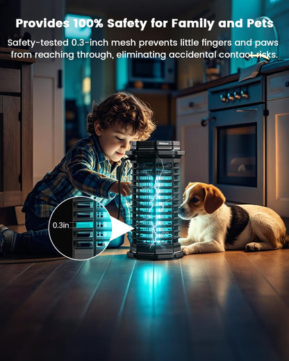 Minimoon Bug Zapper Outdoor, 4200V Electric Mosquito Zapper Indoor, IPX4 Waterproof Insect Zapper Electric Fly Traps, 4Ft Cord, Insect Trap for Yard, Backyard, Patio, Camping