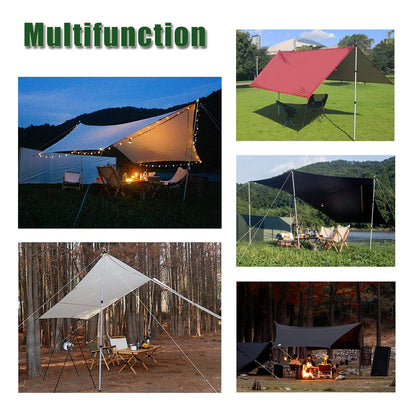 HIKEMAN Tent Poles Camping Poles for Tarp Awning Canopy Porch Sun Sails Tarpaulin Headroom Aluminium Adjustable Telescoping(2pcs,Black)