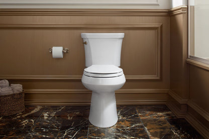 KOHLER K-4636-95 Cachet Elongated, Grip Tight Bumpers, Quiet-Close Release Hinges, Quick-Attached Hardware, No Slam Toilet Seat, Ice Grey