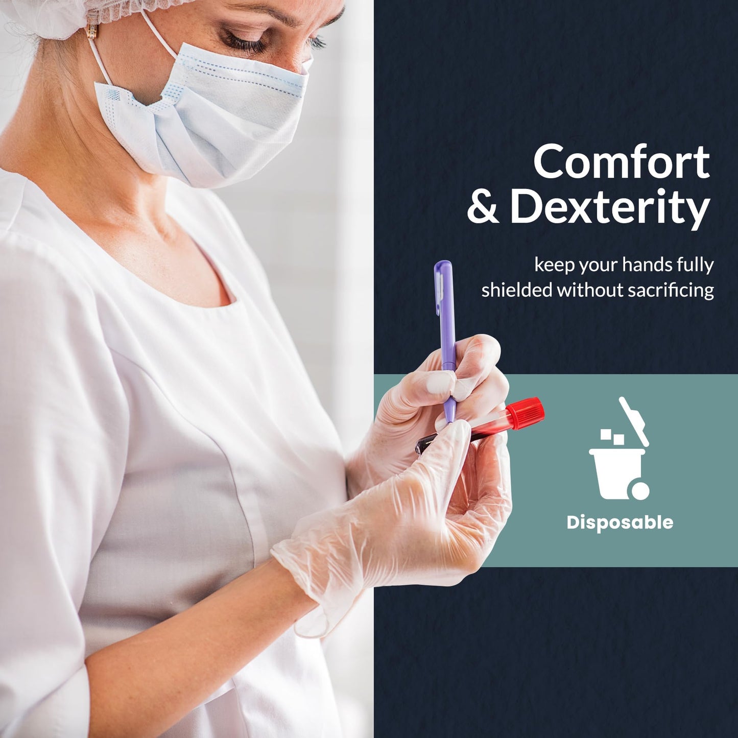 MED PRIDE Medical Vinyl Examination Gloves (X-Large, 100-Count) Latex & Rubber Free, Ultra-Strong, Clear Disposable Powder-Free Gloves for Healthcare & Food Handling Use