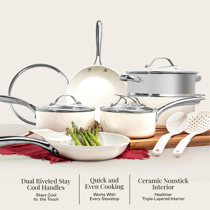 GOTHAM STEEL 14 Inch Frying Pan, Extra Large Frying Pan Skillet for Family Cooking, Non Toxic Ceramic Nonstick Coating PFOA PFOS Free, Ergonomic Stay Cool Handle, Oven and Diswasher Safe