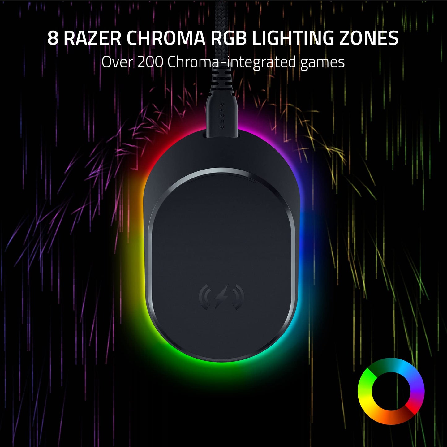 Razer Mouse Dock Pro with Wireless Charging Puck: Magnetic Wireless Charging - Integrated HyperPolling 8K Hz Transceiver - Anti-Slip Base - Chroma RGB Lighting - Classic Black