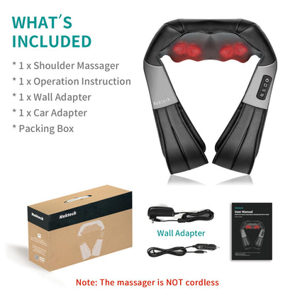 Nekteck Shiatsu Neck Massager for Pain Relief Deep Tissue with Heat, 3D Kneading Massage Pillow Back Shoulder Massagerfor Body Muscle, Plug-in Use for Home Office Car, Gifts for Mom Dad Him Her
