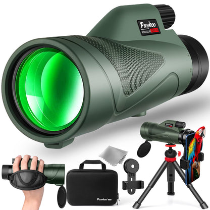 Pankoo 12x60 HD Monocular Telescope for Adults | Comes with Smartphone Adapter Tripod Hand Strap | Suitable for Bird Watching Sports Hiking Traveling