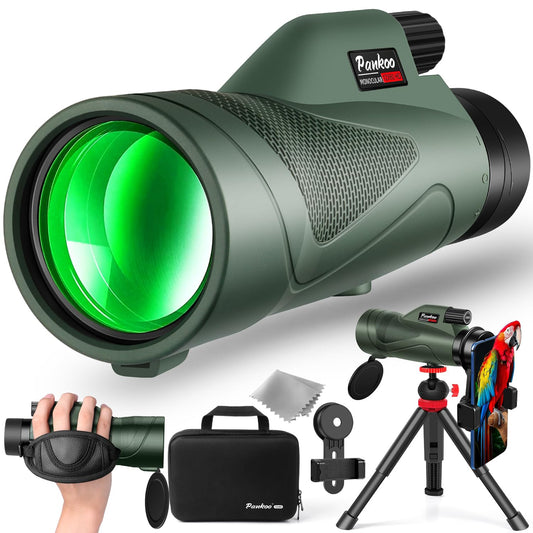 Pankoo 12x60 HD Monocular Telescope for Adults | Comes with Smartphone Adapter Tripod Hand Strap | Suitable for Bird Watching Sports Hiking Traveling
