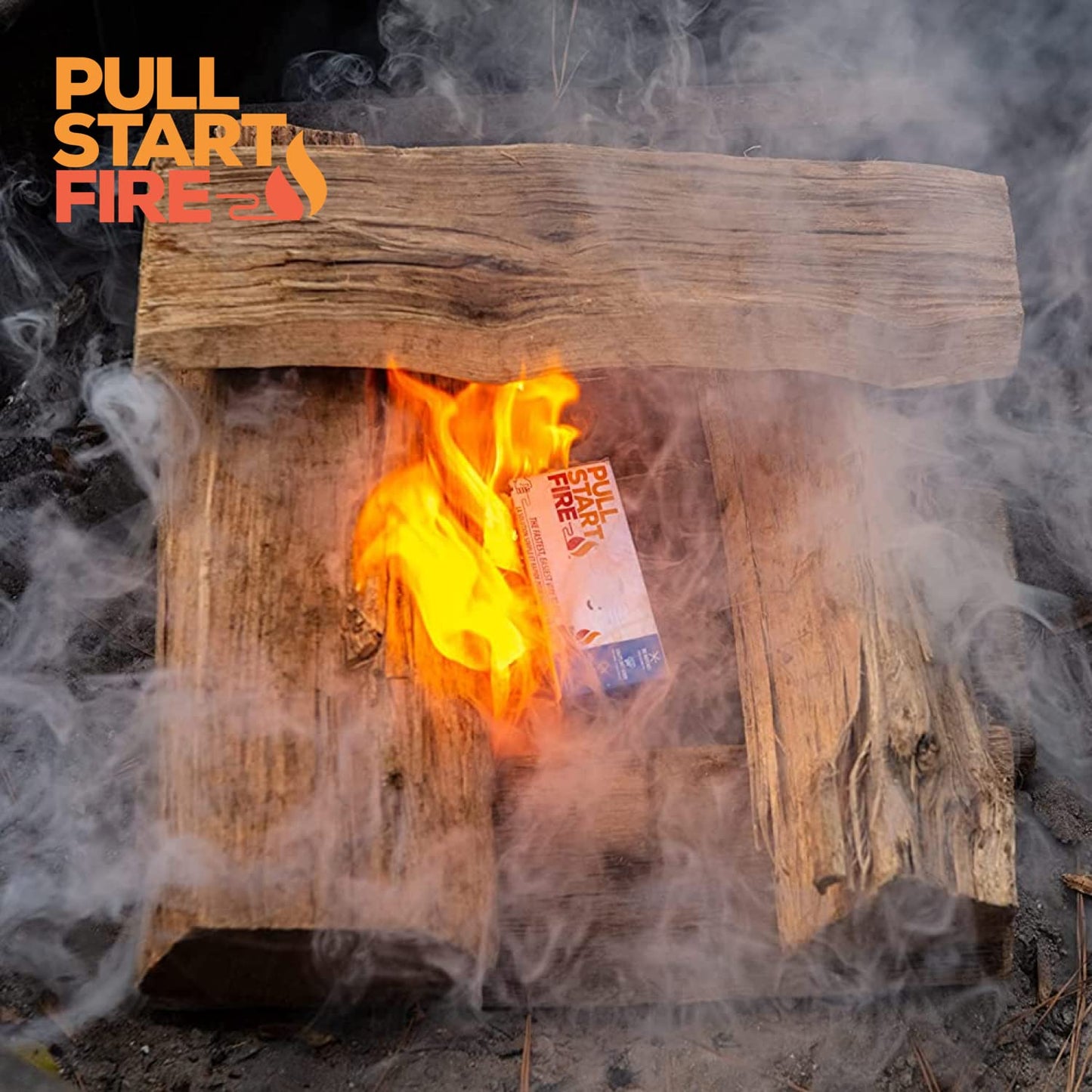 Pull Start Fire Pull String Firestarter | No Matches Required, Fire Starts in Seconds | for Campfires, Grill, Fireplace, BBQ | Lights Wet Wood, Easy to Use, Food Safe and Weather Resistant | 6 Pack