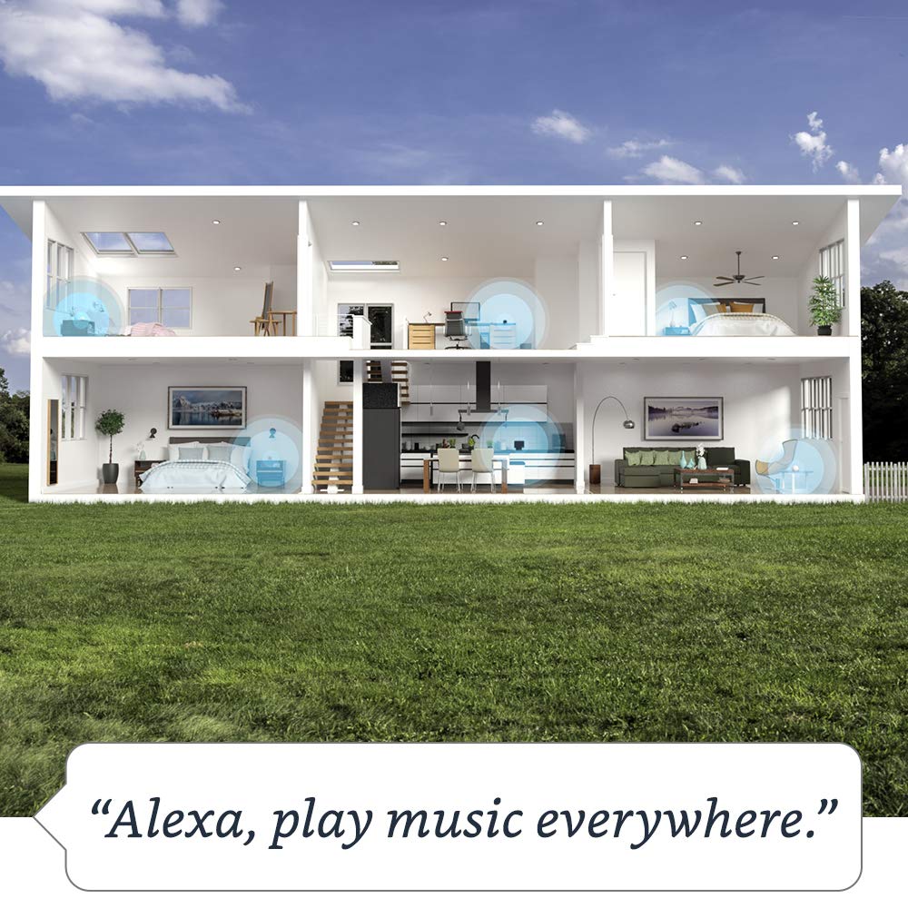 Like-New Amazon Echo (newest model), Alexa speaker with premium sound, Ideal for large bedrooms, living rooms and kitchens, Charcoal