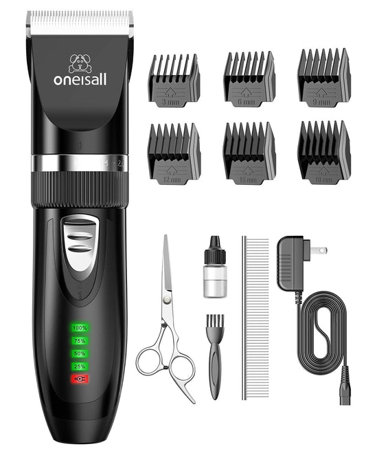 oneisall Quiet Cat Clippers for Matted & Long Hair, 2-Speed Cordless Pet Shaver Grooming Kit for Cats, Small Dogs & Animals (Black)