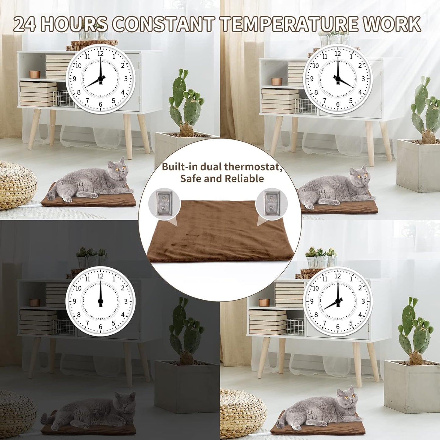 NAMOTEK Pet Heating Pad, Safe Electric Heating Pad for Dogs and Cats Indoor Warming Pad with Auto Constant Temperature 15.7" x 12"