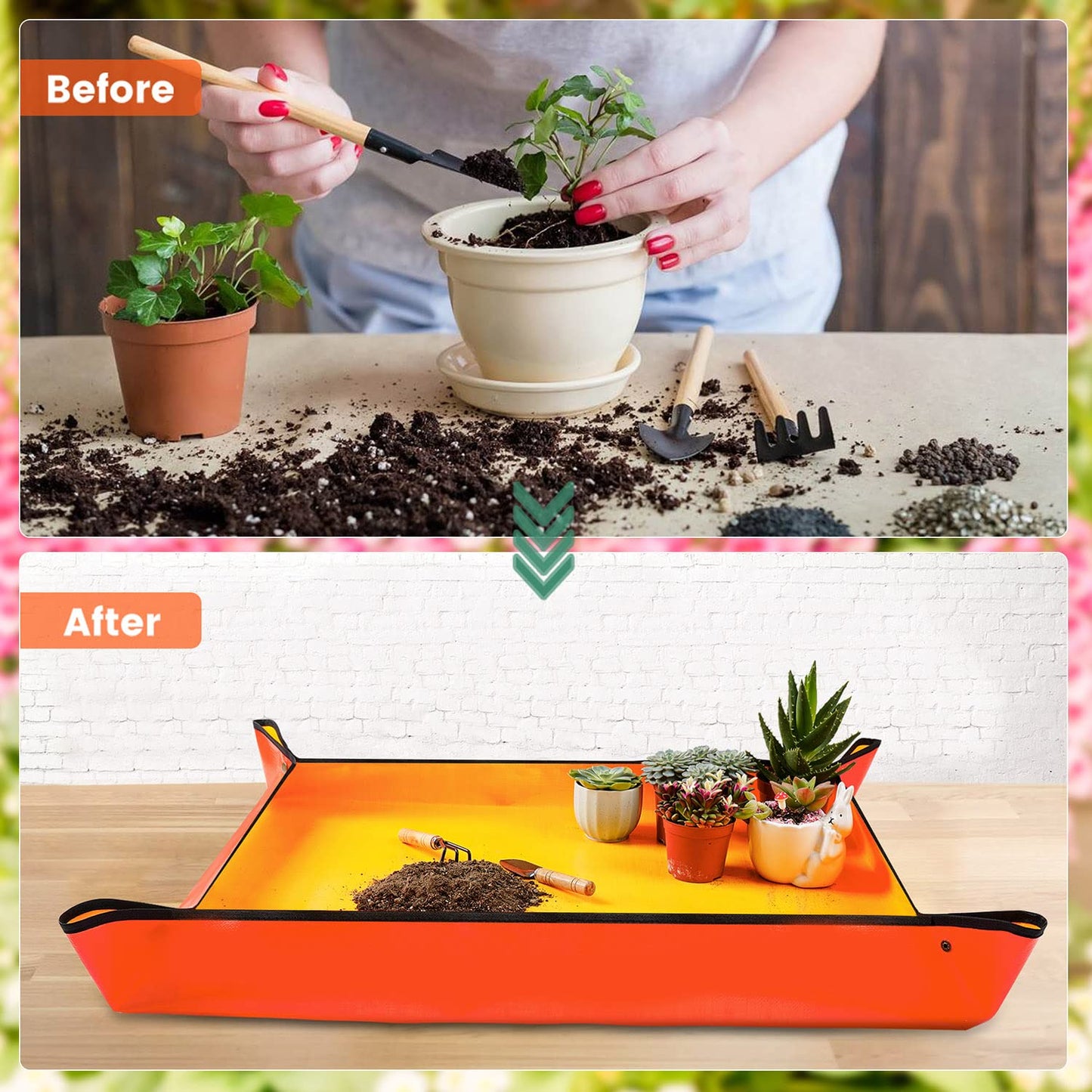 Large Repotting Mat for House Plants Transplanting and Potting Soil Mess Control, Unique Gardening Gifts for Women & Men Mom Birthday Gift Plant Lover Gifts