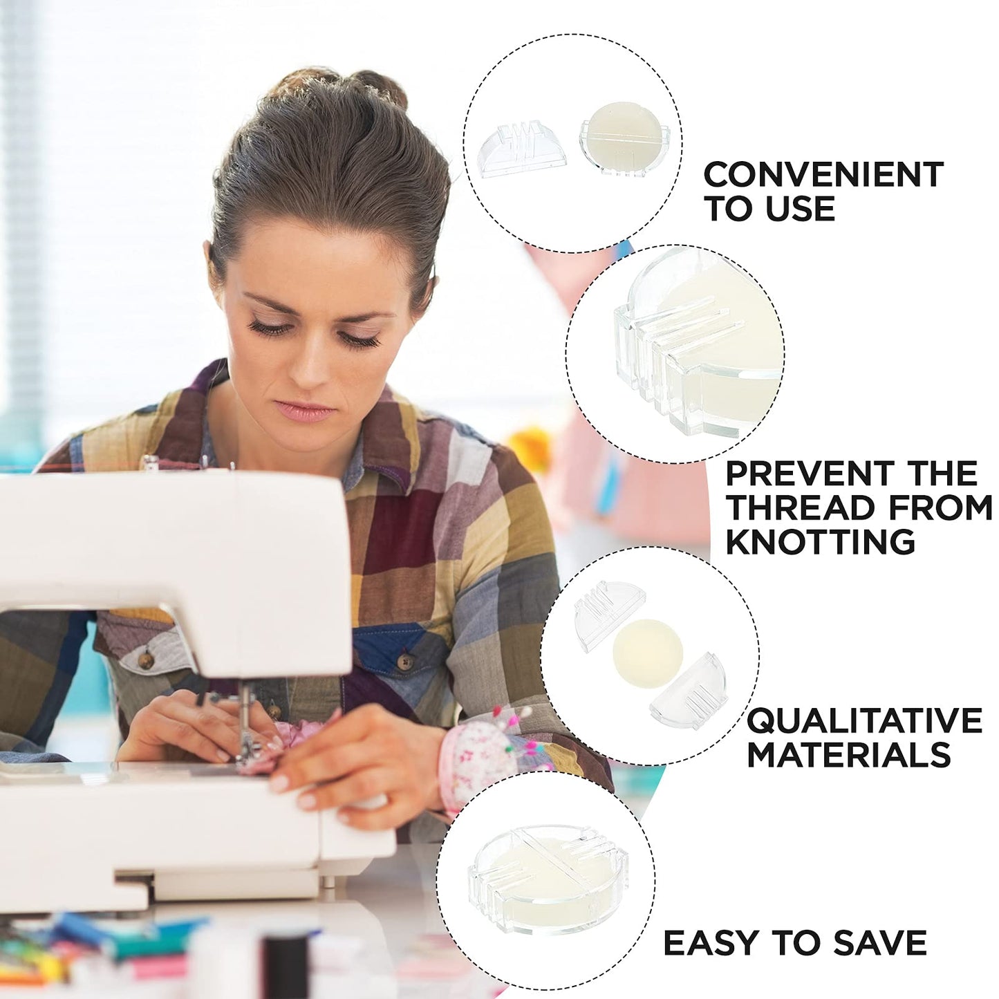 Maitys 2 Pcs Thread Wax Thread Conditioner Beeswax for Hand Sewing Embroidery Beeswax Floss Conditioner for Quilting Sewing Strengthening Line Embroidery Wax (Colorless,Clear Case)