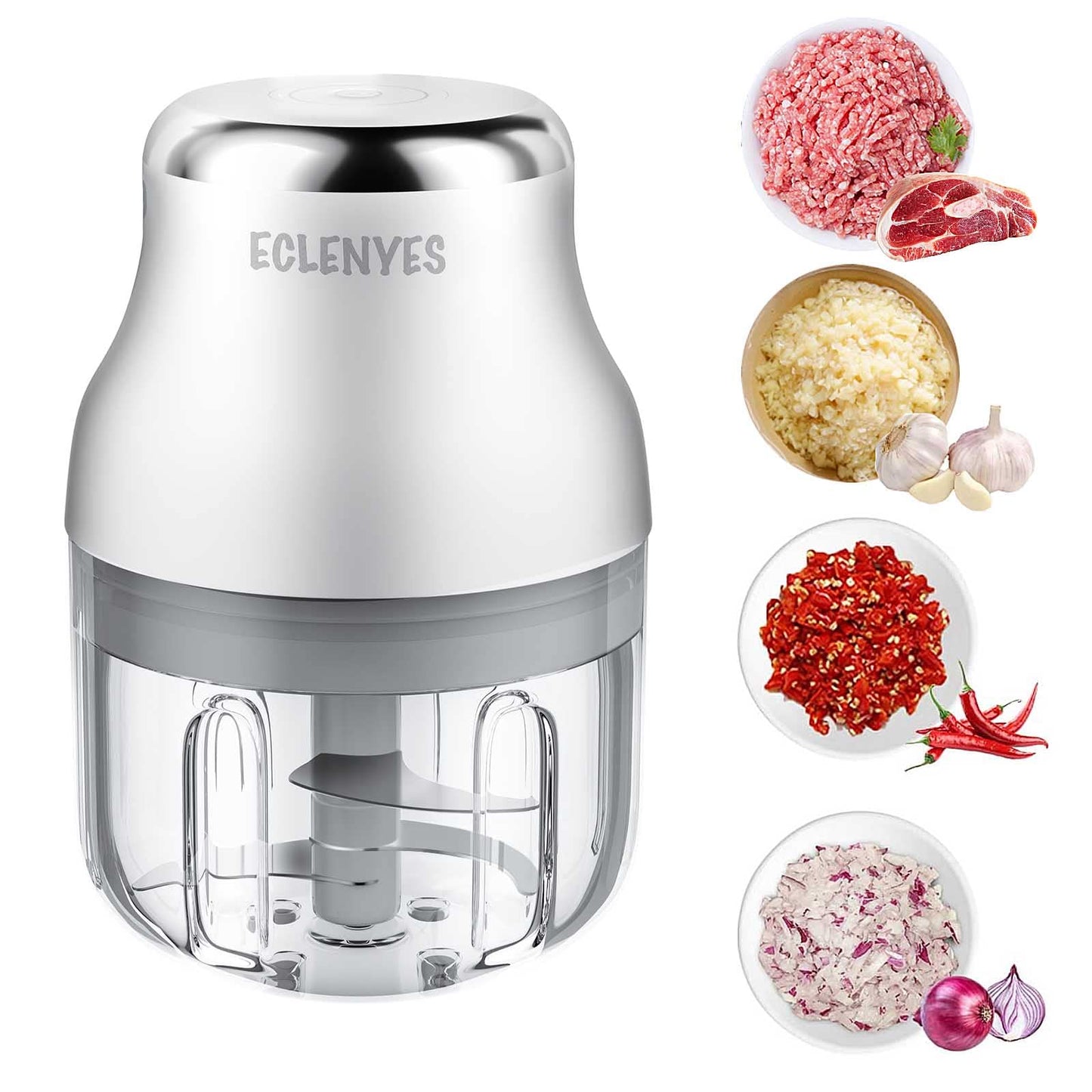 Garlic Chopper, Mini Food Processor, USB Rechargeable Mini Chopper, Powerful Garlic Crusher, Blender to Vegetable, Wireless Vegetable Chopper for Ginger, Chili, Fruit, Meat, etc（250ML）