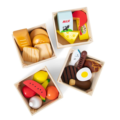 Melissa & Doug Food Groups - 21 Hand-Painted Wooden Pieces and 4 Crates