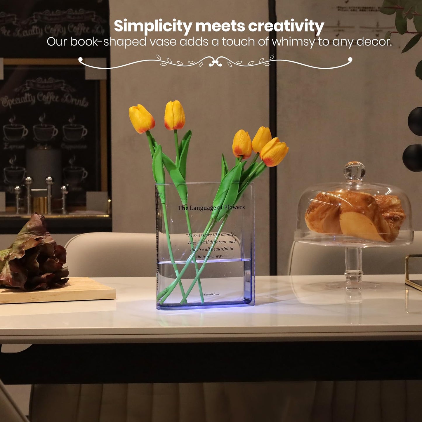 Alpharan Book Vase for Flowers Home Décor,Artistic and Cultural Flavor Decorative Acrylic Clear Vase for Home and Office,Creative Gifts for Book Lovers. (Blue)