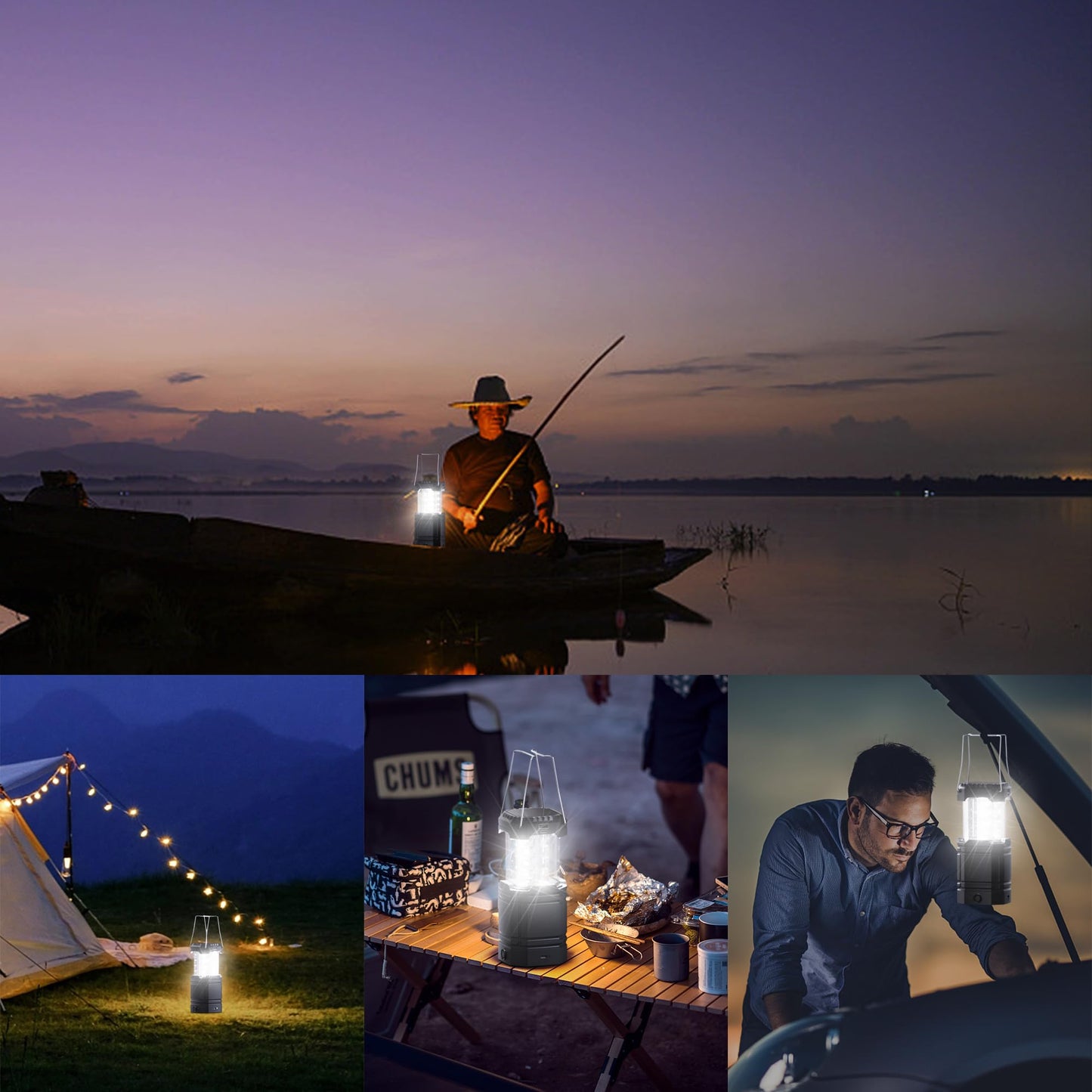 3000mAh Large Capacity Hand Crank Solar Camping Lantern, Portable Ultra Bright LED Torch, 23-26 Hours Running Time, USB Charger, Electronic Lantern for Outdoor