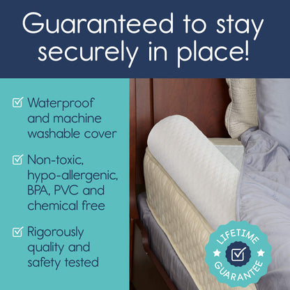 hiccapop [2-Pack Inflatable Bed Rail for Toddlers | Portable, Blow-up Bed Bumper for King, Queen, Full, with Non-Slip Machine-Washable Cover | Travel Bed Rail for Hotel, Grandma's, Vacation