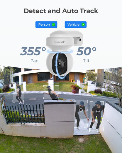 REOLINK Outdoor Security Camera System, 5MP PTZ WiFi Cameras with Auto Tracking, Plug-in Power, microSD Card Included, Supports Max.512GB×2 Storage, 24/7 Offline Recording, Home Hub with 2x E1 Outdoor
