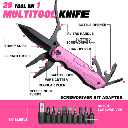 Gifts for Women, Mom, Wife, Girlfriend, Best Friend, Christmas, P-ink Multitool Knife - Gifts for Mom, Unique Gift Ideas for Women, Mothers Day Anniversary Valentines Day Birthday Gifts for Women