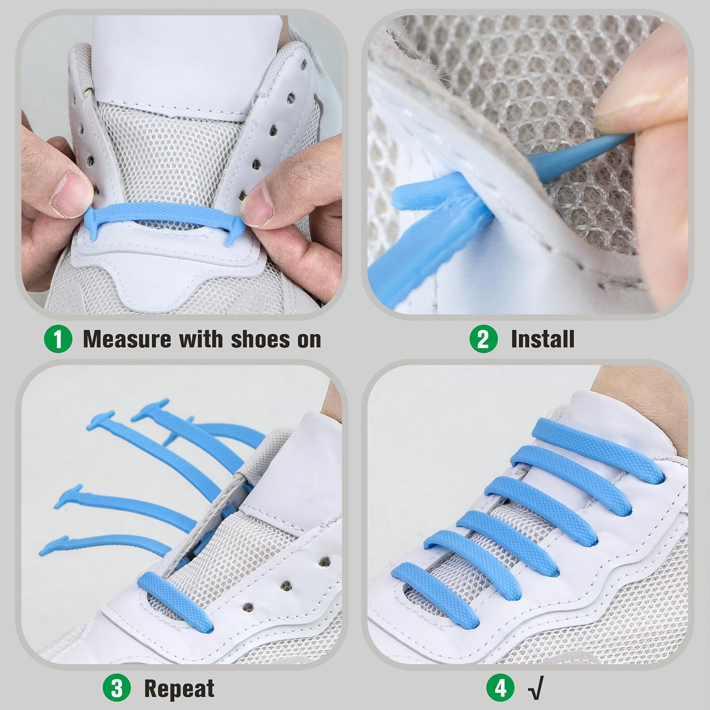 INMAKER No Tie Shoe Laces for Adults and Kids, Elastic Shoelaces for Sneakers, Rubber Silicone Tieless Laces