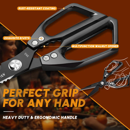 Huusk Kitchen Shears Set, Heavy Duty Poultry Shears, Japanese Kitchen Scissors for Meat, Chicken Bones, and Turkey