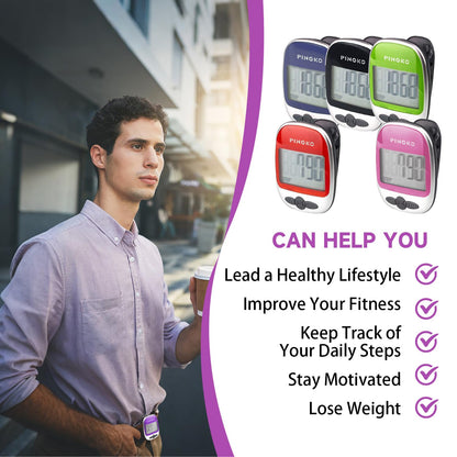 PINGKO Outdoor Multi-Function Portable Sport Pedometer Step/Distance/Calories/Counter - Purple