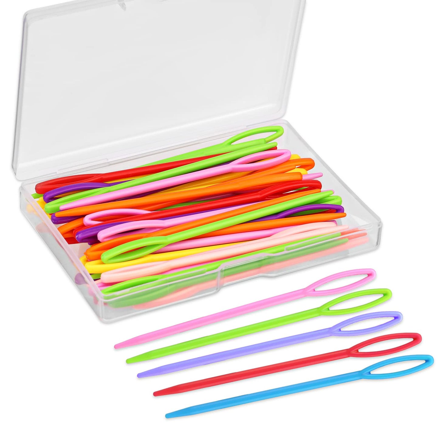 LUNARM 50PCS Plastic Needles for Yarn, 9cm/3.54inch Large Eye Plastic Yarn Sewing Needles for Canvas Craft Embroidery, DIY Sewing Handmade