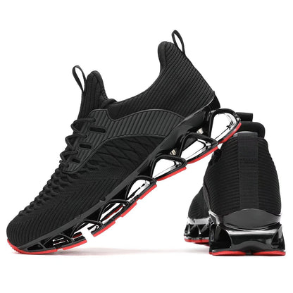 Men's Slip on Walking Running Shoes Blade Tennis Casual Fashion Sneakers Comfort Non Slip Work Sport Athletic Trainer Black/Red