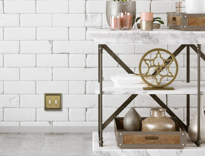 Henne Bery Sunken Pearls Heavy Duty Decorative Wall Plate Switch Plate Outlet Cover (Double Toggle, Antique Brass)