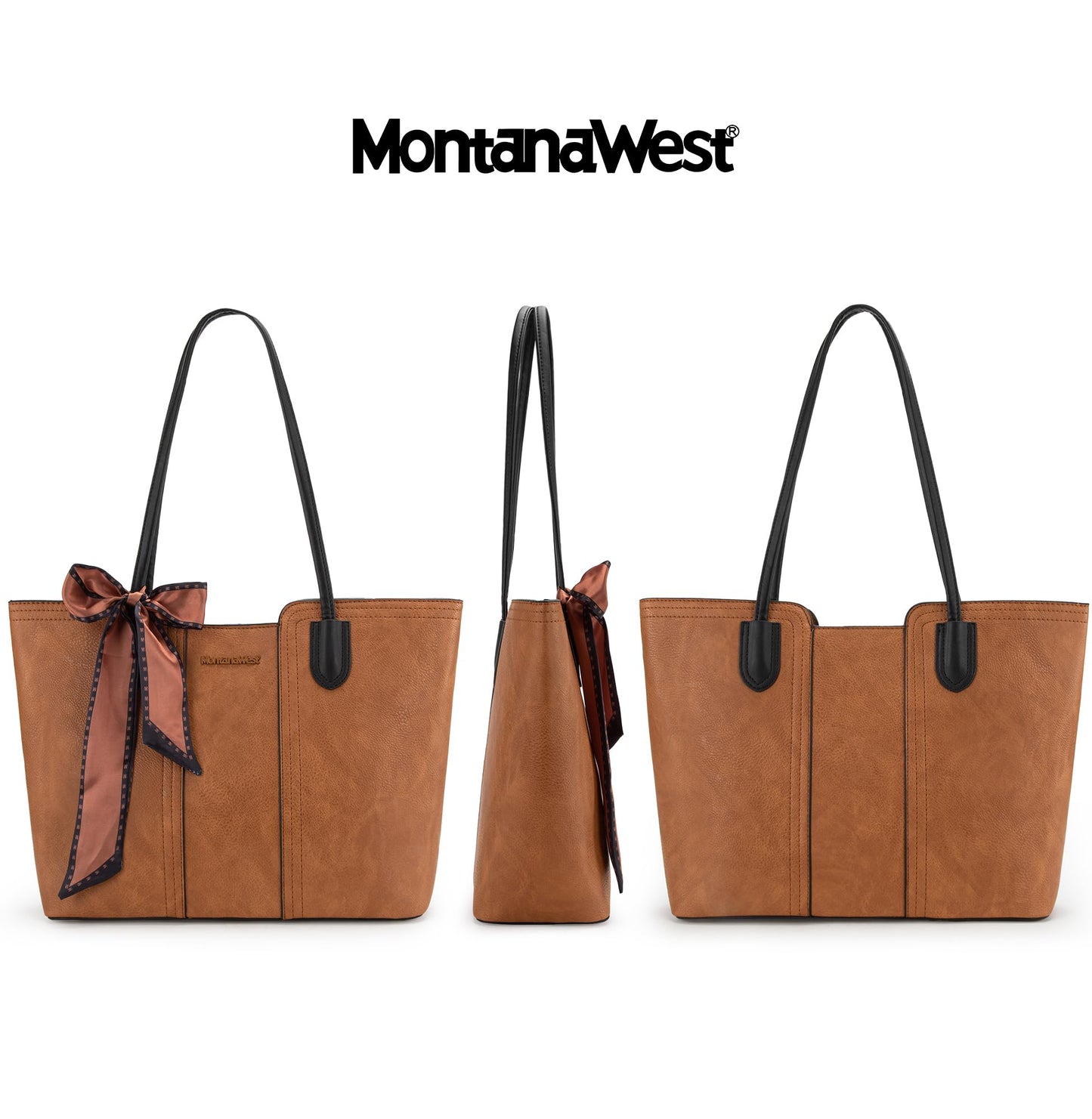 Montana West Tote Bags for Women Medium Top Handle Satchel Purses Large Shoulder Handbag Hobo Bags Brown MWC-323BR