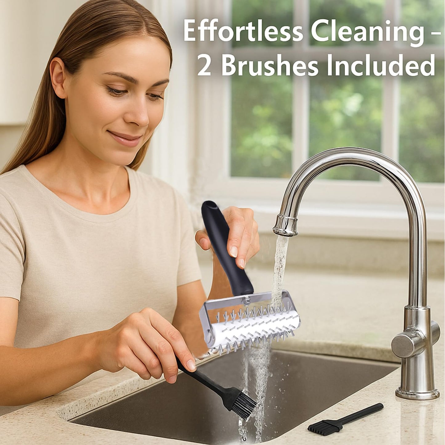 EVEDMOT Pizza Dough Docker Roller Stainless Steel, Pin Puncher Dough Hole Maker, Docking Tool for Pizza Pie Cookie Pastry Bread