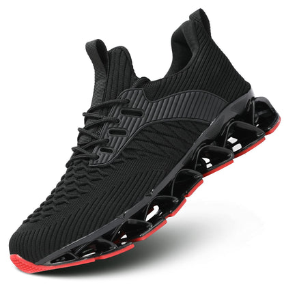 Men's Slip on Walking Running Shoes Blade Tennis Casual Fashion Sneakers Comfort Non Slip Work Sport Athletic Trainer Black/Red