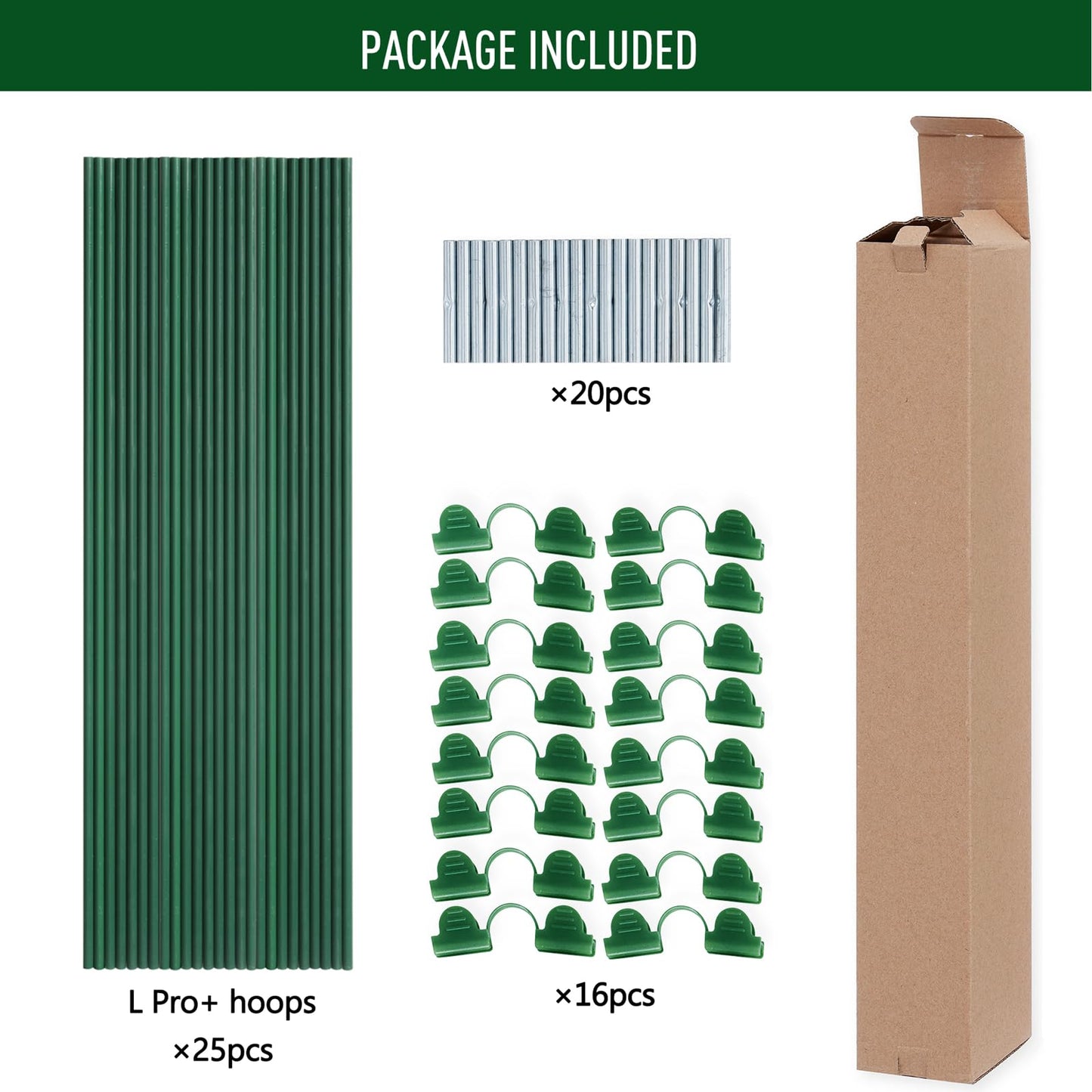 MAXPACE Greenhouse Hoops for DIY 2.7ft or Wider Grow Tunnel, Rust-Free Fiberglass Support Hoops Frame for Garden Fabric, Plant Support Garden Stakes, Gardening Supplies, 25pcs