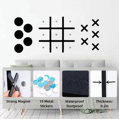 Magnetic Tic Tac Toe Wall-Mount Game,Game Room Decor,Hallway Decor,Playroom Decor,Modern Wall Decals for Kids Room,Classroom&Offices,Best Gift for Family, Friends (Black)