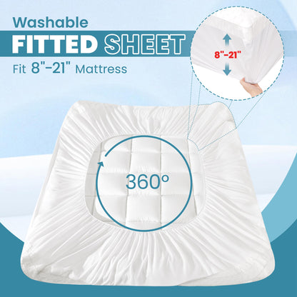 Mattress Topper Full Size, 3 Inch Full Mattress Topper Dual Layer, 1 Inch Pillow Topper and 2 Inch Cooling Gel Memory Foam Mattress Topper for Back Pain