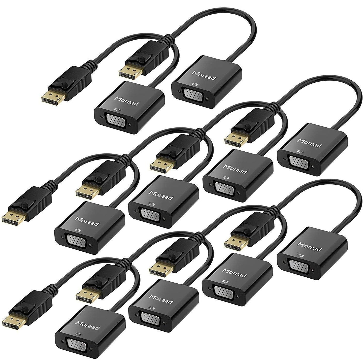 Moread DisplayPort (DP) to VGA Adapter, 10 Pack, Gold-Plated Display Port to VGA Adapter (Male to Female) Compatible with Computer, Desktop, Laptop, PC, Monitor, Projector, HDTV - Black