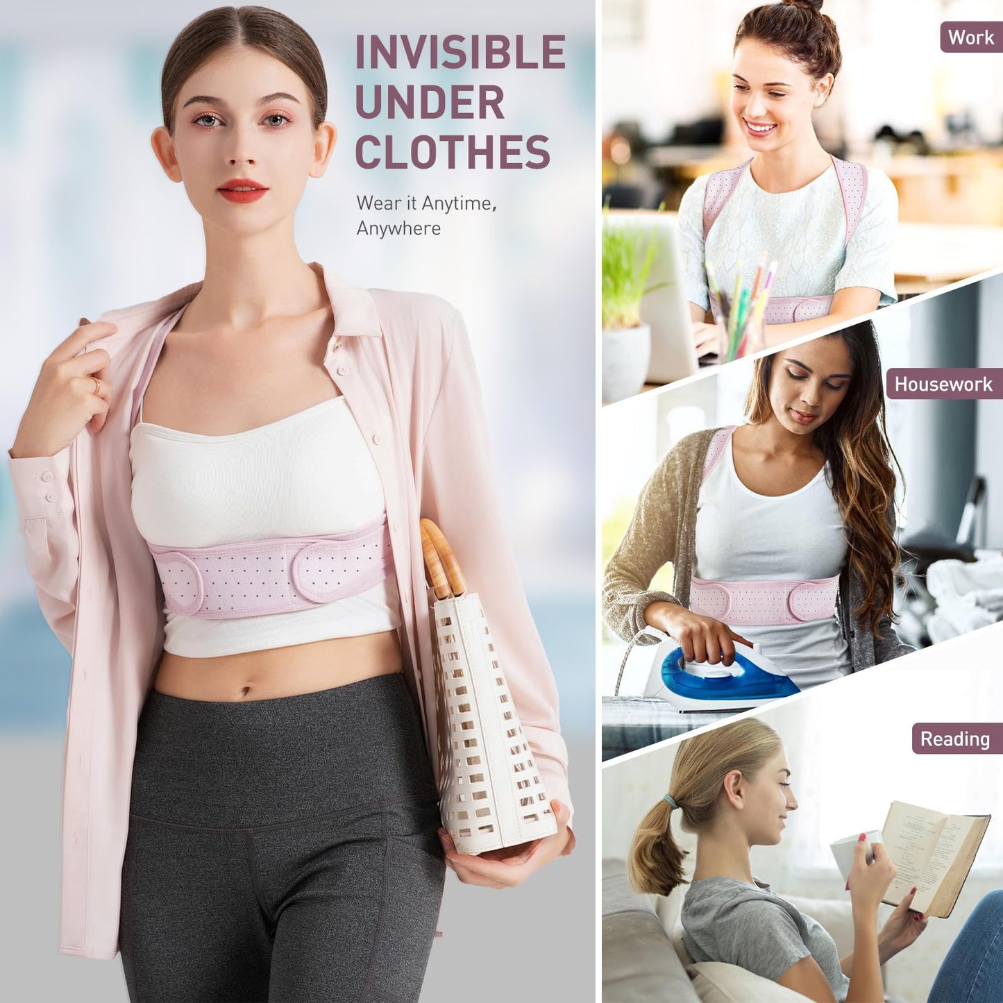 NLNYCT Posture Corrector For Women, Adjustable Back Brace For Posture, Back Posture Corrector Providing Pain Relief From Lumbar, Neck, Shoulder, And Clavicle, Back (S/M Upper Waist 27-35 Inch)