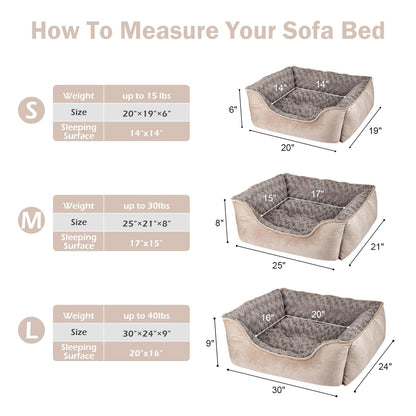 JOEJOY Rectangle Dog Bed for Large Medium Small Dogs - Washable Orthopedic Sofa Bed, Soft Breathable Puppy & Pet Cuddler, Durable Calming Dog Bed with Anti-Slip Bottom, Multiple Sizes, Beige