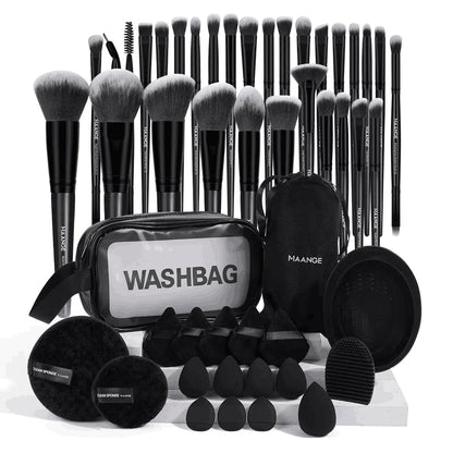 MAANGE Makeup Brushes 49 Pcs Makeup Kit, Multi-functional Makeup Tool Set with Makeup Brush Foundation Brush Make up Brushes Set (Black, 49 Piece Set)