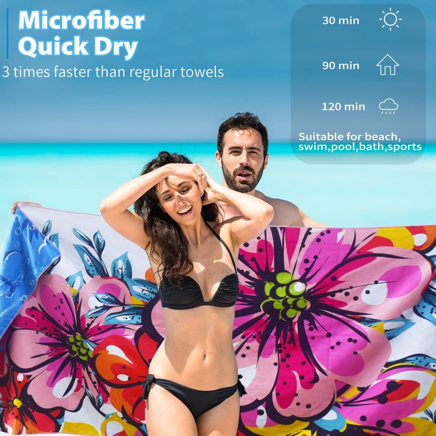 Microfiber Thin Beach Towel Lightweight 71x32 Oversized Extra Large Sand Free Towels Fast Dry for Travel Pool Camping Sports Beach Accessories Vacation Essential Gift