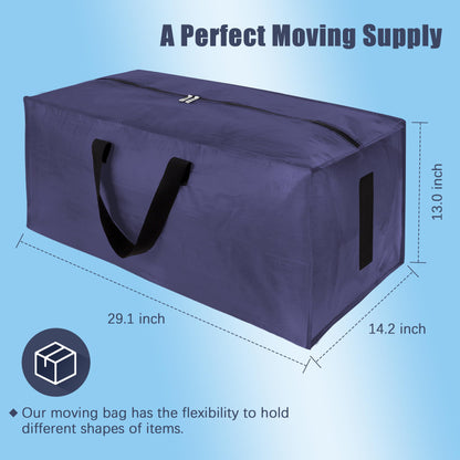 HOMESURE 4 Pack Large Strong Moving Bags with Zippers & Carrying Handles - Water-Resistant - Heavy Duty Storage Tote for Space Saving, Fold Flat, Alternative to Moving Box (Blue)