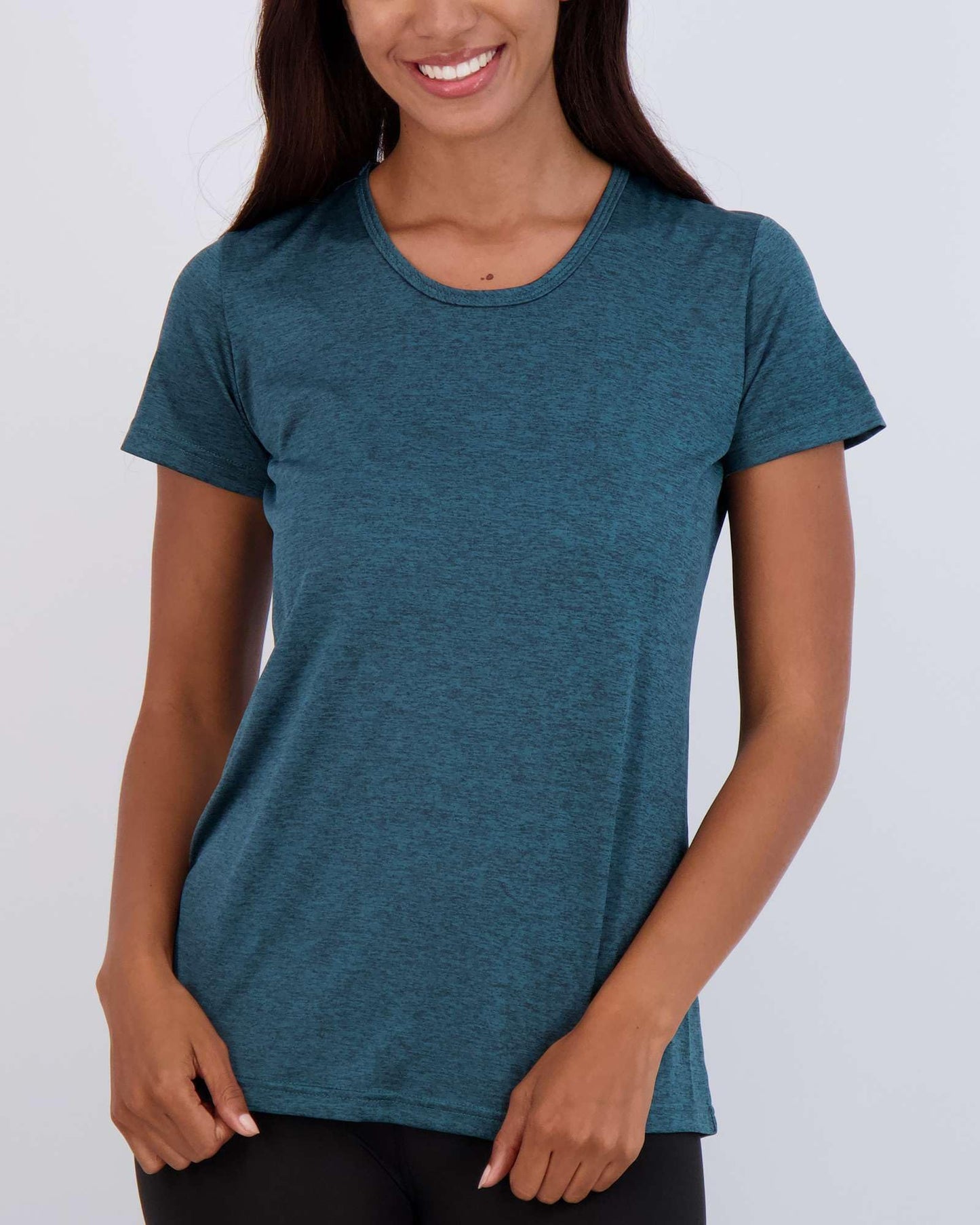 Real Essentials 5 Pack: Women's Short Sleeve T-Shirts Workout Tops Fitness Pilates Gym Activewear Athletic (Plus Available), Set 7, L, Pack of 5