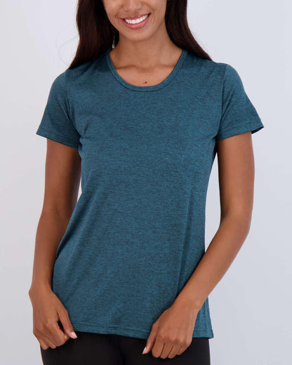 Real Essentials 5 Pack: Women's Short Sleeve T-Shirts Workout Tops Fitness Pilates Gym Activewear Athletic (Plus Available), Set 7, L, Pack of 5