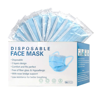 mystcare Disposable Face Mask 50 Pack Individually Packaged Wrapped Protection For Adults 3-layer Filter Safety Face Masks