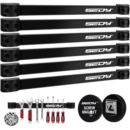 Magnetic Tool Holder Storage Organizer: 7-Piece Garage Wall Mount Rack Organization Strip Power Magnet Organizers Mounted Workbench Board Slatwall Van Hanger