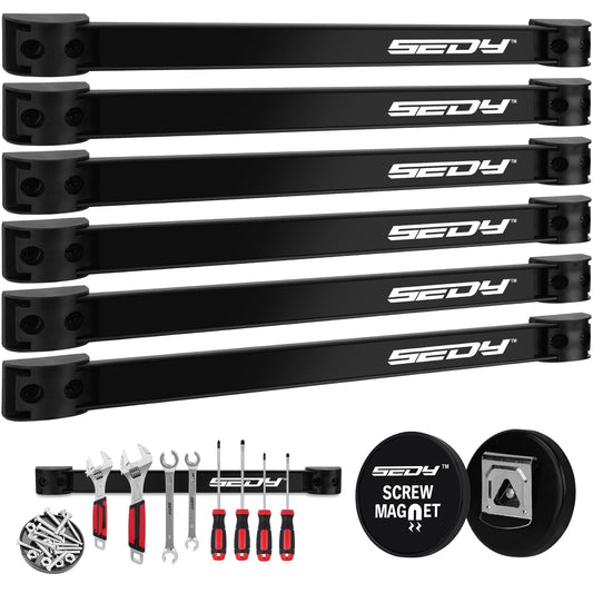 Magnetic Tool Holder Storage Organizer: 7-Piece Garage Wall Mount Rack Organization Strip Power Magnet Organizers Mounted Workbench Board Slatwall Van Hanger